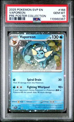 2025 POKEMON SVP EN-SV BLACK STAR PROMO #168 VAPOREON PSA 10 - Image 1
