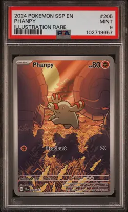 2024 POKEMON SSP EN-SURGING SPARKS ILLUSTRATION RARE #205 PHANPY PSA 9 - Image 1