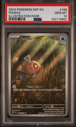 2024 POKEMON SSP EN-SURGING SPARKS ILLUSTRATION RARE #198 FEEBAS PSA 10 - Image 1
