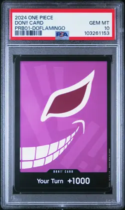 2024 ONE PIECE PRB01 DOFLAMINGO DON CARD 1st PSA 10 POP 1 PREMIUM BOOSTER - Image 1