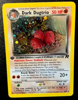 Dark Dugtrio 6/82 LP Holo Rare Crazy Swirl 1st Edition Team Rocket Pokemon Card! - Image 1