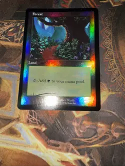 MTG Forest (Arena Promo Foil) - Christopher Rush Beta Art - NM - - Image 1
