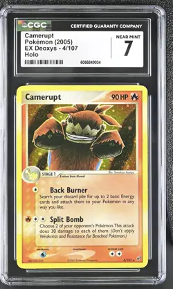 CGC 7 Camerupt 2005 EX Deoxys 4/107 Holo Pokemon Card - Image 1