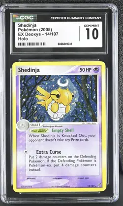 CGC 10 GEM MINT Shedinja 2005 EX Deoxys 14/107 Holo Pokemon Card - Image 1