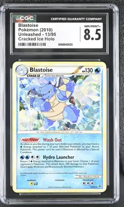 CGC 8.5 Blastoise 2010 Unleashed 13/95 Cracked Ice Holo Pokemon Card - Image 1