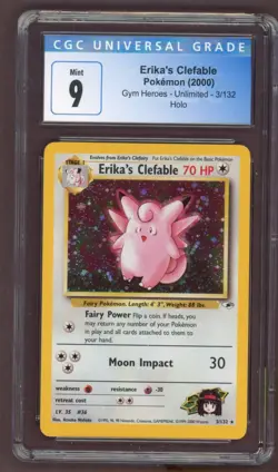 Erikas Clefable 3/132 Gym Heroes Holo Rare Pokemon Card CGC 9 - Image 1