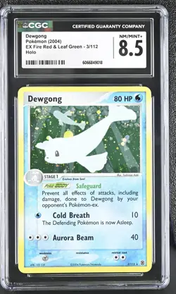 CGC 8.5 Dewgong 2004 EX Fire Red & Leaf Green 3/112 Holo SWIRL Pokemon Card - Image 1