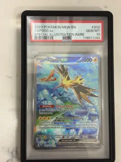 Zapdos ex 202/165 SV Scarlet & Violet 151 Holo Pokemon Card PSA 10 GEM MINT - Image 1