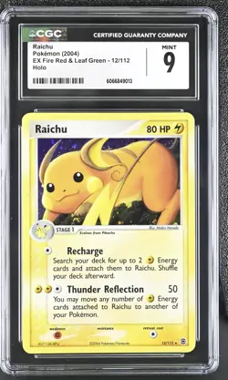 CGC 9 MINT Raichu 2004 EX Fire Red & Leaf Green 12/112 Holo Pokemon Card - Image 1