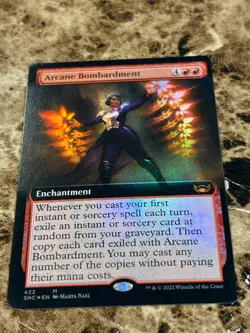 ARCANE BOMBARDMENT Magic MTG Streets of New Capenna Extended Art Foil - Image 1