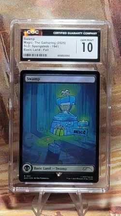 MTG Swamp #1941 Rainbow Foil SpongeBob Secret Lair CGC 10 Gem Mint - Image 1