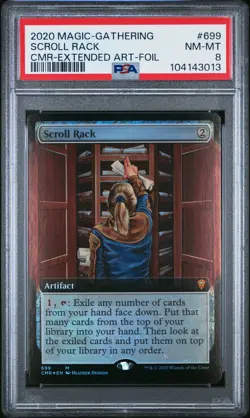 2020 MTG COMMANDER LEGENDS EXTENDED ART-FOIL #699 SCROLL RACK PSA 8 - Image 1