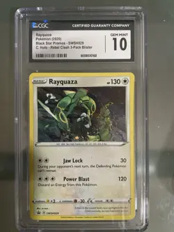2020 Pokemon TCG SWSH029 Rayquaza Cosmos Holo Black Star CGC mint 10 - Image 1
