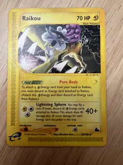 Pokemon Raikou 28/144 Non-Holo Rare Skyridge E-Series MP - Image 1