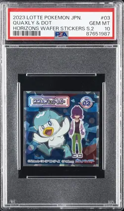 2023 LOTTE POKEMON JPN HORIZONS WAFER STICKERS SER 2 #03 QUAXLY & DOT PSA 10 - Image 1