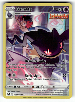 Pokemon Banette TG07/TG30 SWSH11: Lost Origin Trainer Gallery Ultra Rare NM - Image 1