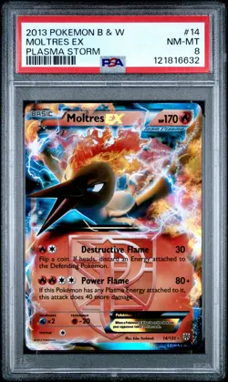 2013 POKEMON B&W PLASMA STORM #14 MOLTRES EX PSA 8 - Image 1