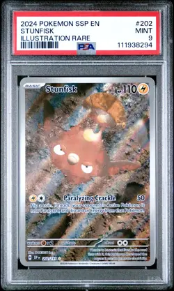 2024 POKEMON SSP EN-SURGING SPARKS ILLUSTRATION RARE #202 STUNFISK PSA 9 - Image 1