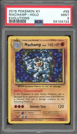 2016 Pokemon Evolutions Holo Machamp #59 PSA 9 MINT - Image 1