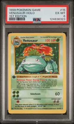 1999 POKEMON BASE SET 1ST EDITION #15 VENUSAUR-HOLO PSA 6 - Image 1