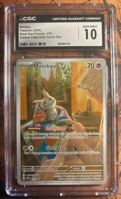 Mimikyu 075 SVP CGC 10 - Black Star Promo Paldean Fates ETB - Pokemon Gem Mint - Image 1