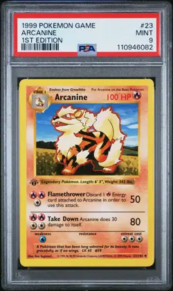 1999 POKEMON BASE SET 1ST EDITION #23 ARCANINE PSA 9 - Image 1