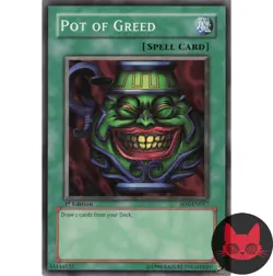 Yugioh Pot of Greed SD2-EN017 Common 1st Edition NM - Image 1