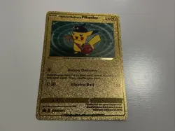 Special Delivery Pikachu Gold Foil Pokemon Card Promo SWSH074 FanArt - Image 1