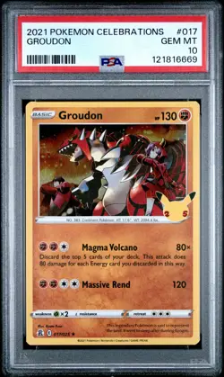 2021 POKEMON CELEBRATIONS #017 GROUDON PSA 10 - Image 1
