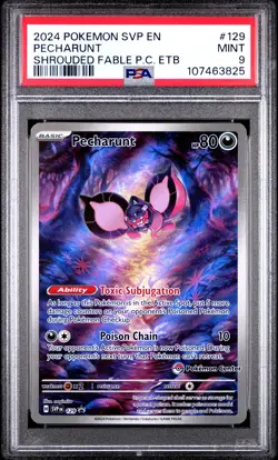 2024 POKEMON SHROUDED FABLE POKEMON CENTER ETB SVP EN-SV #129 PECHARUNT PSA 9 - Image 1