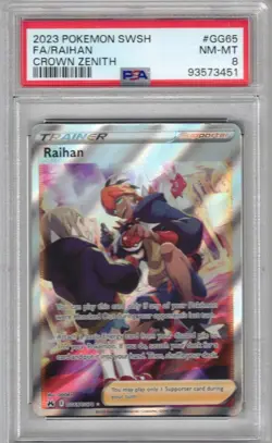 2023 POKEMON SWSH GG65/GG70 RAIHAN FULL ART HOLO CROWN ZENITH PSA 8 - Image 1
