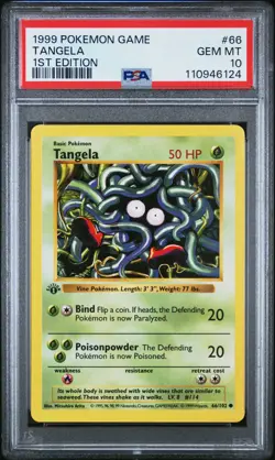 1999 POKEMON BASE SET 1ST EDITION #66 TANGELA PSA 10 - Image 1