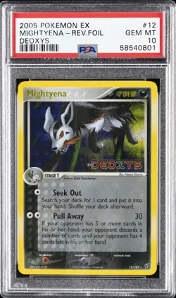 2005 POKEMON EX DEOXYS #12 MIGHTYENA-REVERSE FOIL PSA 10 - Image 1
