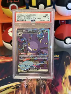 2025 POKEMON DRI EN-DESTINED RIVALS #234 TEAM ROCKET'S CROBAT EX PSA 8 - Image 1