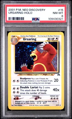 2001 POKEMON NEO DISCOVERY #15 URSARING-HOLO PSA 8 - Image 1