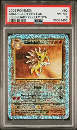 2002 POKEMON LEGENDARY COLLECTION #62 SANDSLASH-REVERSE FOIL PSA 8 - Image 1