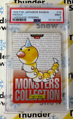 ⚡❄ 1996 Pokemon Japanese Bandai Carddass Vending #13 Weedle PSA 9 - Image 1