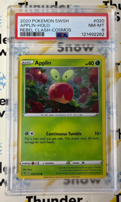 ⚡❄ 2020 Pokemon SWSH #020 Applin Holo Rebel Clash Cosmos PSA 8⚡❄⚡❄⚡❄ - Image 1