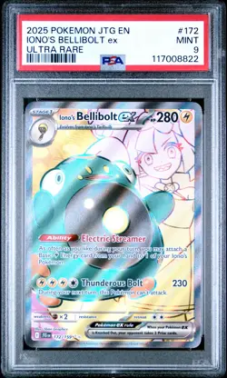 2025 POKEMON JTG EN-JOURNEY TOGETHER ULTRA RARE #172 IONO'S BELLIBOLT EX PSA 9 - Image 1