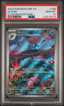 2023 POKEMON OBF EN-OBSIDIAN FLAMES ILLUSTRATION RARE #198 GLOOM PSA 10 - Image 1