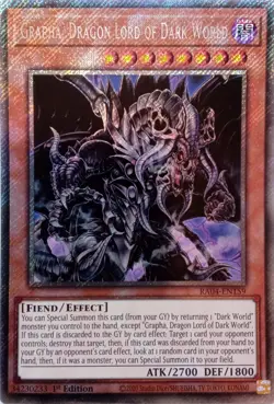 RA04-EN159 GRAPHA, DRAGON LORD OF DARK WORLD PLATINUM SECRET RARE 1ST ED YuGiOh - Image 1