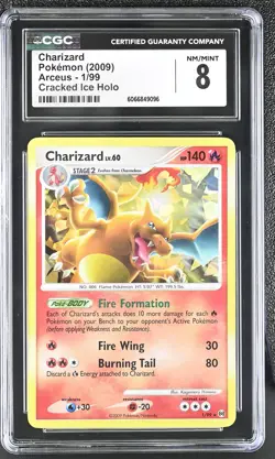 CGC 8 Charizard 2009 Arceus 1/99 Cracked Ice Holo Pokemon Card - Image 1