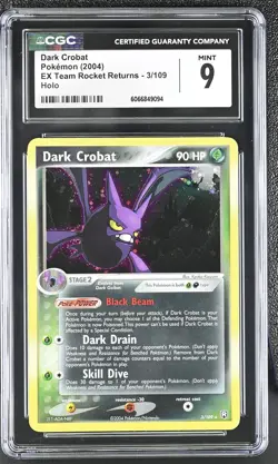 CGC 9 MINT Dark Crobat 2004 EX Team Rocket Returns 3/109 Holo Pokemon Card - Image 1
