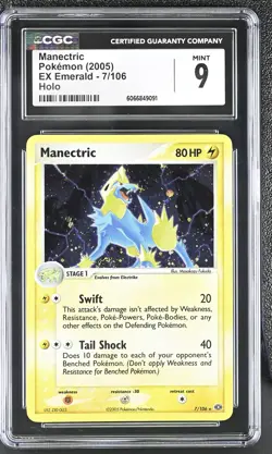 CGC 9 MINT Manectric 2005 EX Emerald 7/106 Holo Pokemon Card - Image 1