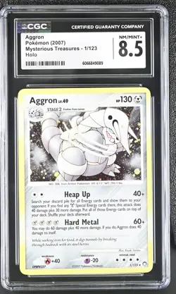 CGC 8.5 Aggron 2007 Mysterious Treasures 1/123 Holo Pokemon Card - Image 1