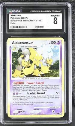 CGC 8 Alakazam 2007 Mysterious Treasures 2/123 Holo Pokemon Card - Image 1