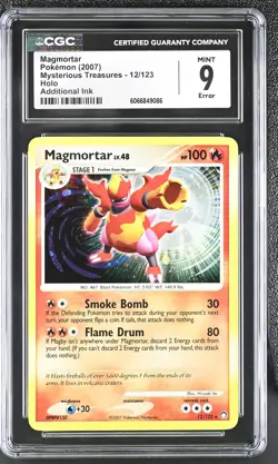 CGC 9 MINT Magmortar 2007 Mysterious Treasures 12/123 Holo Pokemon Card - Image 1