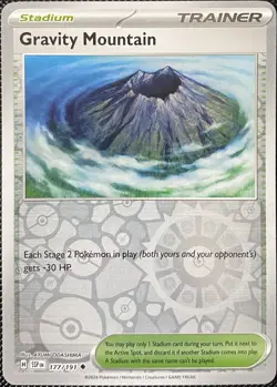 Gravity Mountain 177/191 Sv08: Surging Sparks Reverse Holo (ERROR) Pokemon Card - Image 1