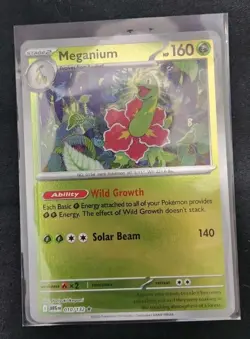 Meganium ERROR REVERSE HOLO BLEED 010/132 Pokemon TCG Card MEG MEGA EVOLUTION NM - Image 1