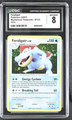 CGC 8 Feraligatr 2007 Mysterious Treasures 8/123 Holo SWIRL Pokemon Card - Image 1